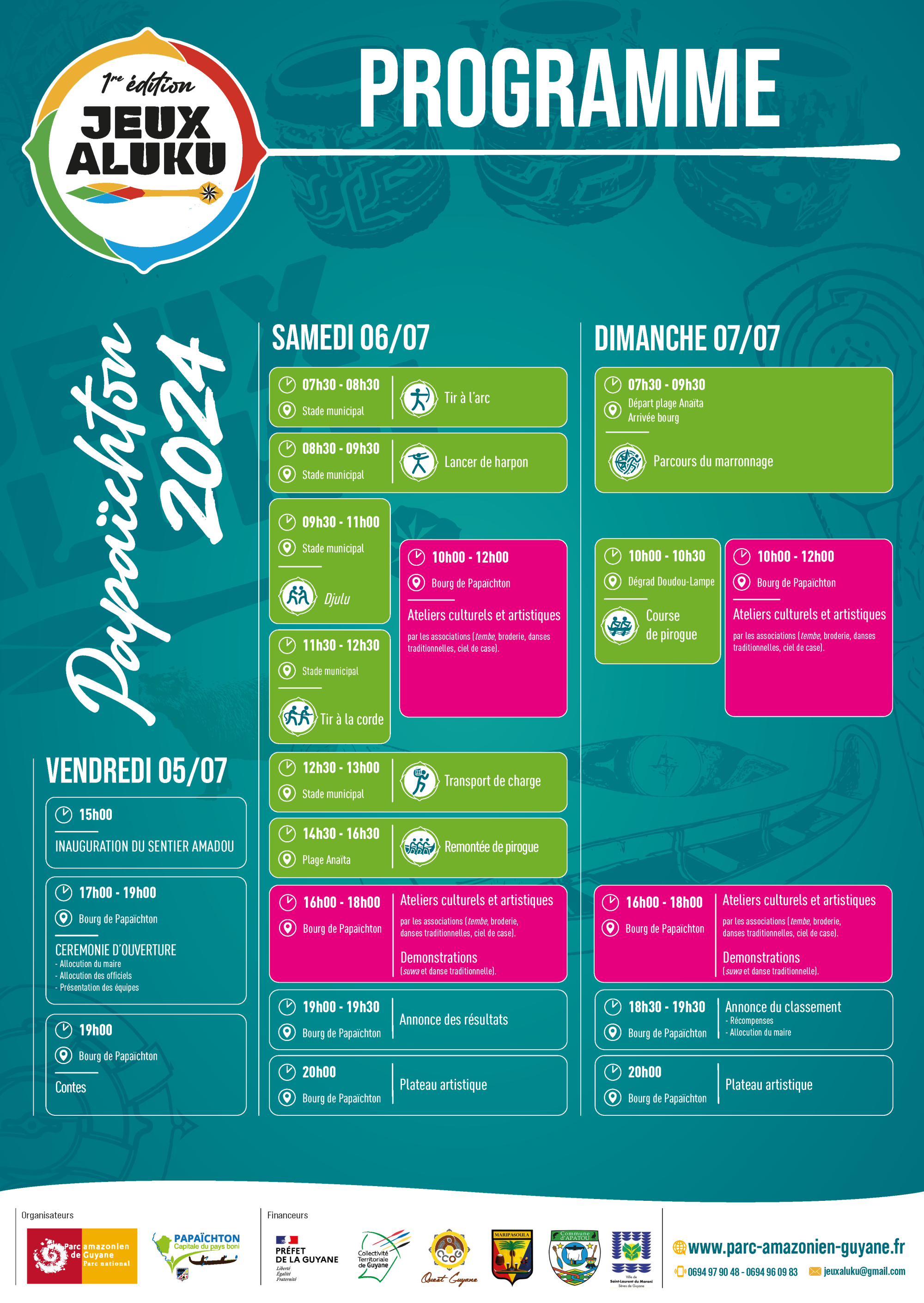 programme jeux aluku actualisé 03.07